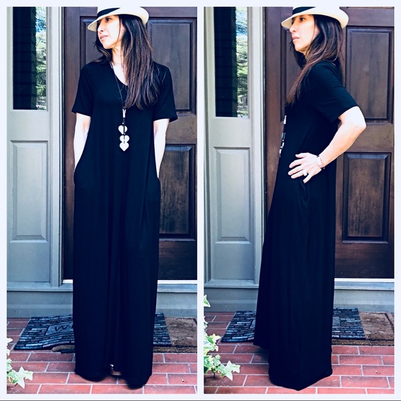 ✨RESTOCKED✨Black long side pocket maxi dress - Picture 5 of 7